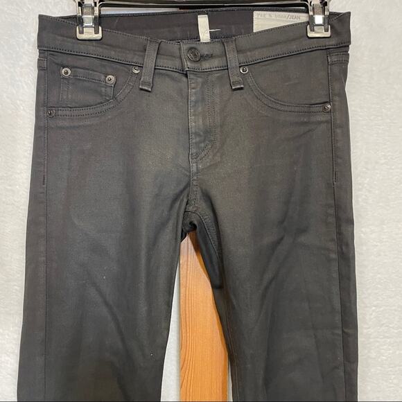 Rag & Bone‎ Distressed Black / Dark Gray Mid Rise Legging Skinny Jeans Size 26 - Picture 2 of 12